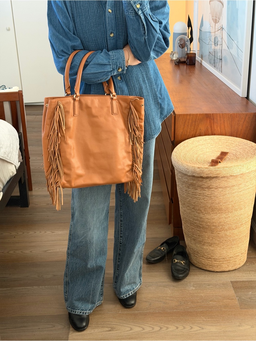 Leather Tote by Barneys New York -RARE-